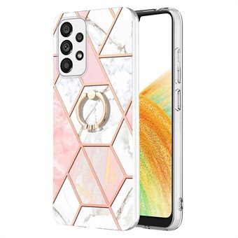 Voor Samsung Galaxy A33 5G YB IMD Series-7 TPU-hoes met marmerpatroon, Ring Telefoonhoes Galvaniseren IMD-beschermhoes