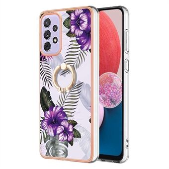 Voor Samsung Galaxy A33 5G YB IMD Series-6 Marmeren Patroon Goed beschermde TPU Case met Ring Kickstand IMD Back Cover