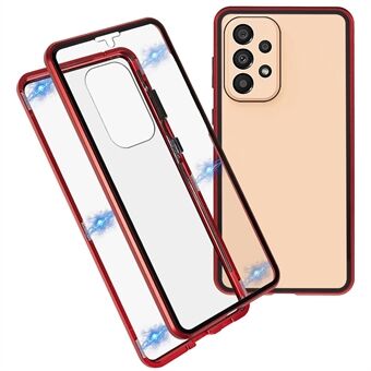 Voor Samsung Galaxy A33 5G Anti- Scratch Metalen Bumper + Dubbelzijdig Gehard Glas Magnetische Shell 360 graden Beschermende Telefoon Cover