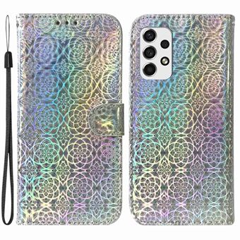 Voor Samsung Galaxy A33 5G Dazzling Flower Pattern Phone Cover Stand Portemonnee PU-leer + TPU All-round beschermhoes