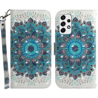 Voor Samsung Galaxy A33 5G PU Leer 3D Patroon Afdrukken Portemonnee Case Stand Magnetische Schokbestendige Beschermende Telefoon Cover met Polsband