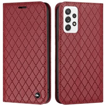 Wallet Phone Case voor Samsung Galaxy A33 5G Rhombus Pattern Reliëf Folio Flip Cover Litchi Texture PU Leather Stand Case met RFID Blocking Function