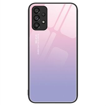 Voor Samsung Galaxy A33 5G patroon afdrukken gehard glas achterkant harde pc zachte TPU schokabsorptie beschermhoes