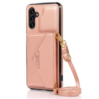 Voor Samsung Galaxy A33 5G standaard PU-leer gecoat TPU-hoesje Kaarthouder Beschermende telefoonhoes met schouderriem