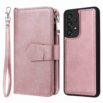 KT Multi-functionele Series-4 voor Samsung Galaxy A33 5G Afneembare PU Lederen Rits Zak Telefoon Case Portemonnee Stand Shell