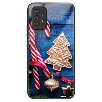 Voor Samsung Galaxy A33 5G Kerstpatroon Afdrukken Telefoon Achterkant TPU + gehard glas Drop-proof beschermhoes