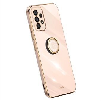 XINLI Voor Samsung Galaxy A33 5G Anti- Scratch Telefoon Cover Galvaniseren Gouden Edge TPU Telefoon Case met Ring Kickstand