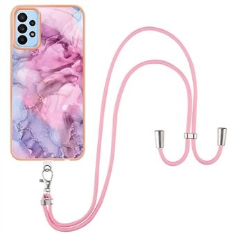 Voor Samsung Galaxy A33 5G YB IMD Series-18 Style E Galvaniseren Marmer Patroon IMD Cover 2.0mm TPU Telefoon Case met Lanyard