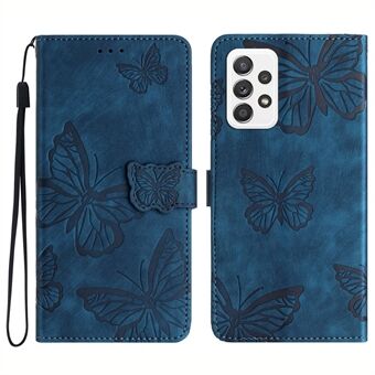 Voor de Samsung Galaxy A33 5G Skin-Touch telefoonhoes met vlinder bedrukte beschermende lederen portemonnee telefoonhoes