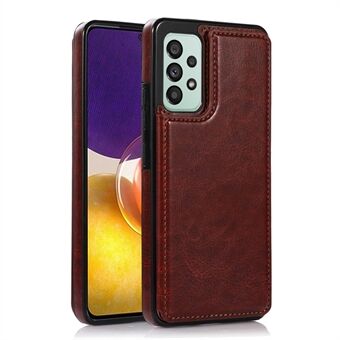 Voor Samsung Galaxy A33 5G Dual Buttons Kickstand Card Holder Cover PU Leather Coated TPU Phone Case