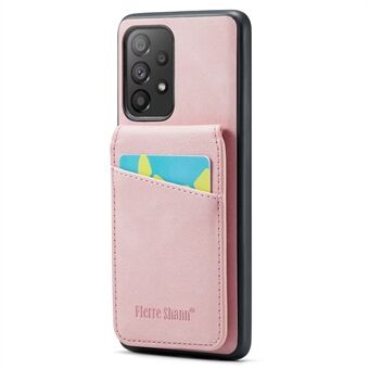 FIERRE SHANN Voor Samsung Galaxy A33 5G RFID Blocking Card Slots Kickstand PU Leather + TPU Phone Case
