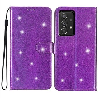 Voor Samsung Galaxy A33 5G glitter PU lederen tas folio flip portemonnee Stand telefoonhoes met riem