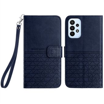 Voor Samsung Galaxy A33 5G Microfiber Leren Telefoonhoesje Met Geometrische Opdruk en Standfunctie Portemonnee