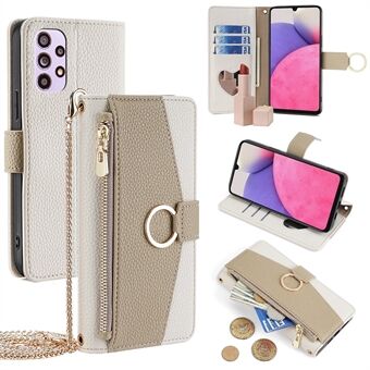 Voor de Samsung Galaxy A33 5G telefoonhoesje portemonnee van PU-leer met ketting schouderband.