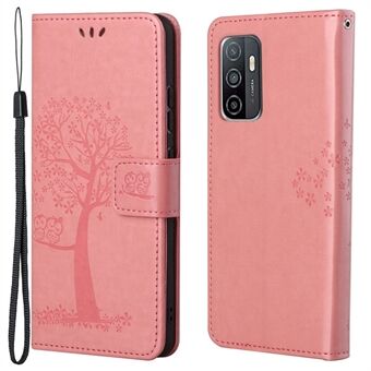 PU Leer Uil Boom Bedrukt Portemonnee Flip Case Stand Magnetische Sluiting Folio Cover met Riem voor Samsung Galaxy A53 5G