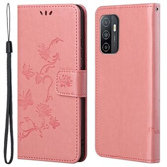 Bedrukte vlinders bloem portemonnee functie telefoonhoesje PU lederen beschermende Stand voor Samsung Galaxy A53 5G