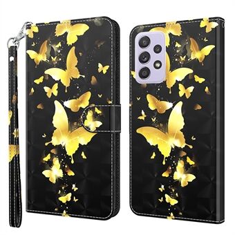 3D-patroon afdrukken PU-lederen portemonnee- Stand Flip Folio Cover met riem voor Samsung Galaxy A53 5G