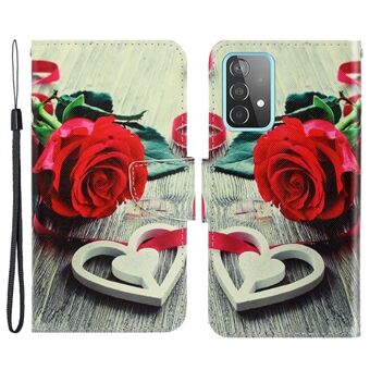 PU-leer + TPU telefoonhoes patroonafdrukstandaard portemonneeschaal met strap voor Samsung Galaxy A53 5G