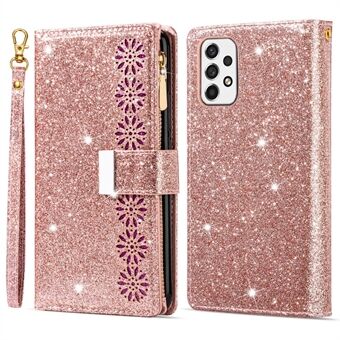 Valbestendig Laser Vakmanschap Starry Style Wallet Stand Leather Phone Case met riem voor Samsung Galaxy A53 5G