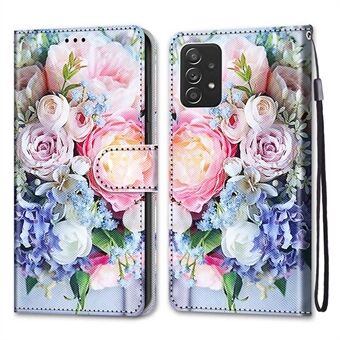 Standaard Functie PU Leren Telefoonhoes Patroonprint Portemonnee Flip Beschermhoes met Polsband voor Samsung Galaxy A53 5G