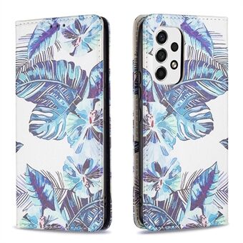 Magnetische, automatisch geabsorbeerde valbestendige patroonafdrukken lederen hoes portemonnee Stand telefoon flip cover voor Samsung Galaxy A53 5G