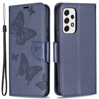 Meerdere vlinders bedrukt PU lederen flip folio cover portemonnee Stand schokbestendige beschermhoes met riem voor Samsung Galaxy A53 5G