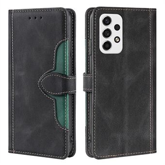 Stijlvolle Bi-color Splicing Fall-proof PU Leather Folio Flip Wallet Stand Phone Case Cover voor Samsung Galaxy A53 5G