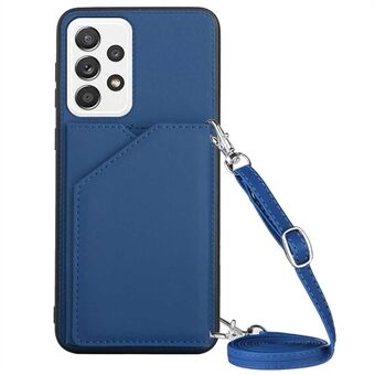 YB-1-serie telefoonhoes voor Samsung Galaxy A53 5G, valbescherming PU-leer gecoat TPU Kickstand Back Card Holder Case met schouderriem