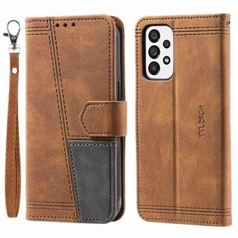 TTUDRCH 004 Wallet Phone Shell Back voor Samsung Galaxy A53 5G, Splicing PU Leather Skin-touch Feeling Smartphone Case met riem