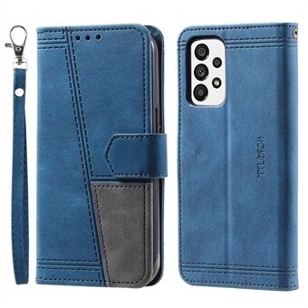 TTUDRCH 004 Wallet Phone Shell Back voor Samsung Galaxy A53 5G, Splicing PU Leather Skin-touch Feeling Smartphone Case met riem