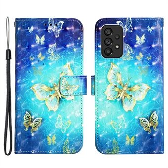 Voor Samsung Galaxy A53 5G YB Patroon Afdrukken Leer Serie-2 3D Creative Patroon Hoes Lichtvlek Decor PU Lederen Stand Flip Wallet Cover met Riem