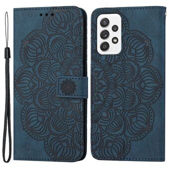 Voor Samsung Galaxy A53 5G Mandala Flower bedrukt PU-leer Anti- Scratch beschermend telefoonhoesje met Stand