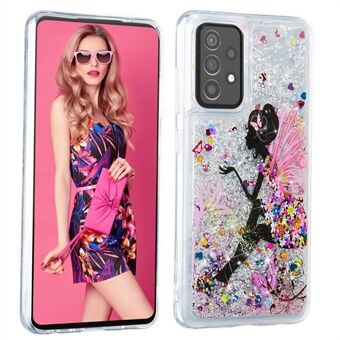 Voor Samsung Galaxy A53 5G Bewegend Shiny Drijfzand Glitter Hoesje Embossment Patroon TPU Beschermhoes - Hoog