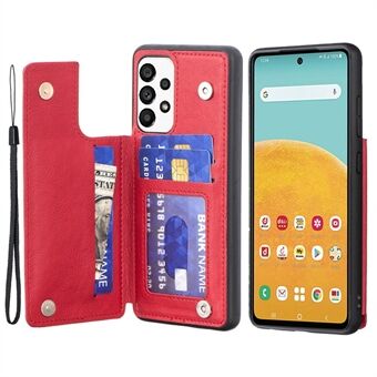 Voor Samsung Galaxy A53 5G schokbestendig telefoonhoesje standaard PU-leer gecoate TPU beschermende achterkant met riem kaarthouder