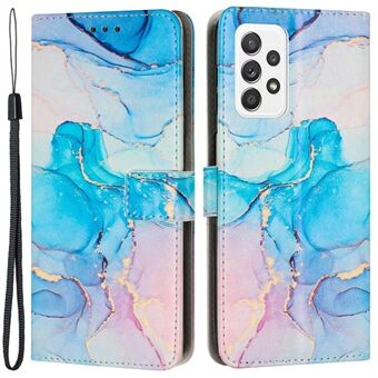 Voor Samsung Galaxy A53 5G Marmeren Patroon Afdrukken PU Lederen Telefoon Beschermhoes Flip Stand Portemonnee Drop-proof Cover