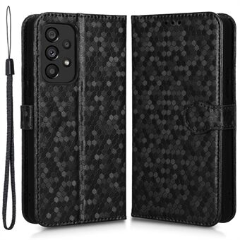 Voor Samsung Galaxy A53 5G Schokbestendig PU Lederen Telefoon Cover Dot Patroon Bedrukt Flip Wallet Stand Magnetische Telefoon Case met Riem