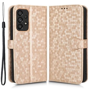 Voor Samsung Galaxy A53 5G Schokbestendig PU Lederen Telefoon Cover Dot Patroon Bedrukt Flip Wallet Stand Magnetische Telefoon Case met Riem