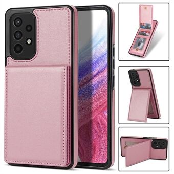 Telefoonhoesje in effen kleur voor Samsung Galaxy A53 5G, Kickstand Design Bump Proof Back Cover RFID Blocking Multiple Card Slots Vertical Flip PU Leather Coated TPU Shell