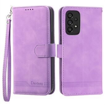 DIERFENG DF-03 Telefoon Portemonnee Hoesje voor Samsung Galaxy A53 5G, PU Lederen Stand Lijnen Bedrukt Telefoon Cover