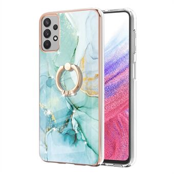 Voor Samsung Galaxy A53 5G YB IMD Series-10 Marmer Patroon Zachte TPU Telefoon Case IMD Galvaniseren Ring Kickstand cover