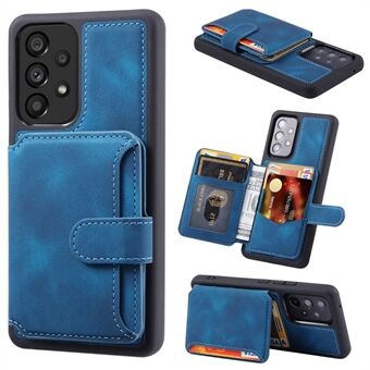 Voor Samsung Galaxy A53 5G RFID Blocking Leather+TPU Phone Case Wallet Kickstand Smartphone Cover