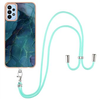 YB IMD Series-18 Style E IMD Telefoonhoesje voor Samsung Galaxy A53 5G 2.0mm TPU Galvaniseren Marmer Patroon Cover met Lanyard