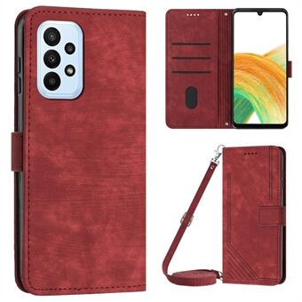 Voor Samsung Galaxy A53 5G Telefoonhoesje Portemonnee PU-leer Stand Lijnen bedrukt Skin-touch Cover