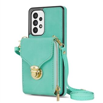 Voor Samsung Galaxy A53 5G Crossbody Rits Case PU Leer + TPU Kaarthouder Kickstand Telefoon Cover