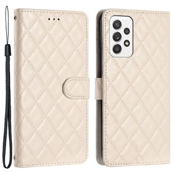 Voor Samsung Galaxy A53 5G Stand Functie Telefoon Cover Stiksels Lijn Rhombus PU Lederen Portemonnee Case