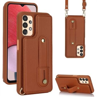 Voor Samsung Galaxy A53 5G PU-leer + TPU-telefoonhoes Kaartsleuven Ontwerp Polsband Kickstand Cover