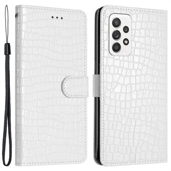 Voor Samsung Galaxy A53 5G Crocodile Texture Phone Case Bump Proof Leather Cover Stand Portemonnee met handriem