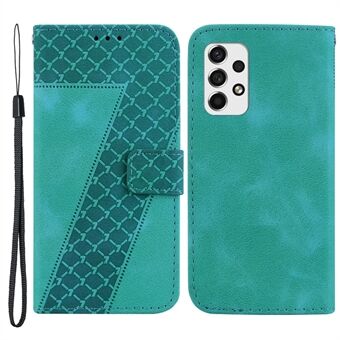 Voor Samsung Galaxy A53 5G PU lederen anti-collision cover 7-vorm bedrukt telefoonhoesje met Stand