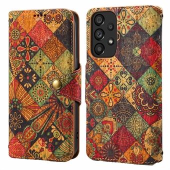 Voor Samsung Galaxy A53 5G Hoesje Bloemenprint PU Leren Vouwbare Stand Telefoonhoes