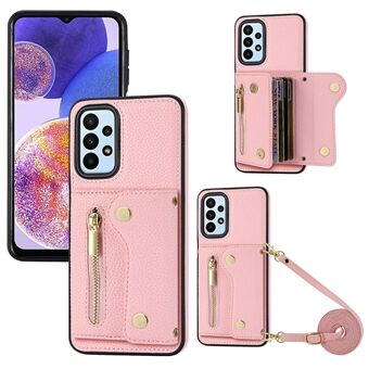 DF-09 voor Samsung Galaxy A53 5G Accordeon Kaarthouder Crossbody Lanyard Ritszakje Kickstand